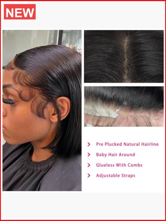 10 Inch Bob Wig Human Hair 13x4 HD Lace Front Pre Plucked Glueless Straight main image 4